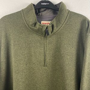 Wrangler Authentics Sweater Men's 3XL / TG Mock Neck Green‎ 1/4 Zip Long Sleeve